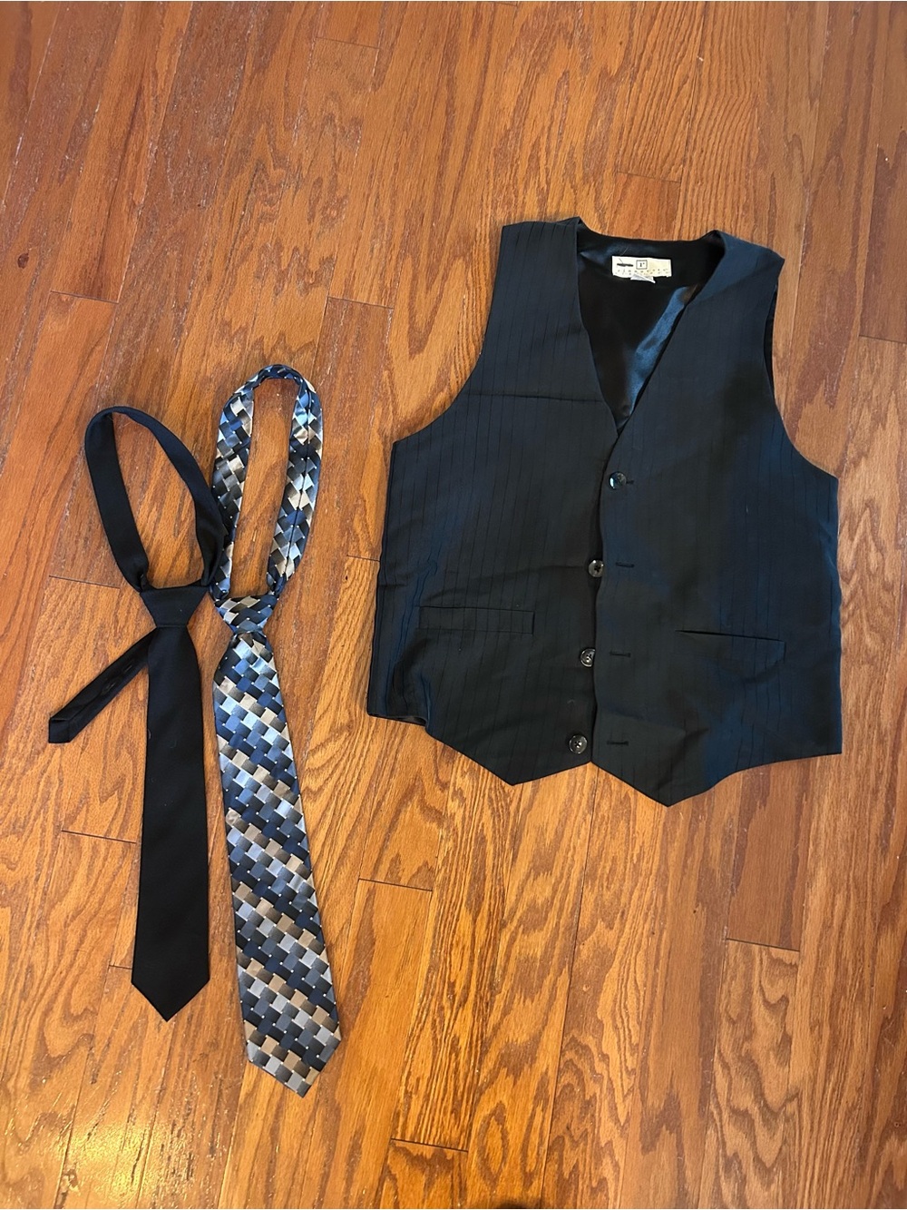 Men's/ young adult  Black Pinstripe Suit Vest - Tailored Formal Vest and 2 ties